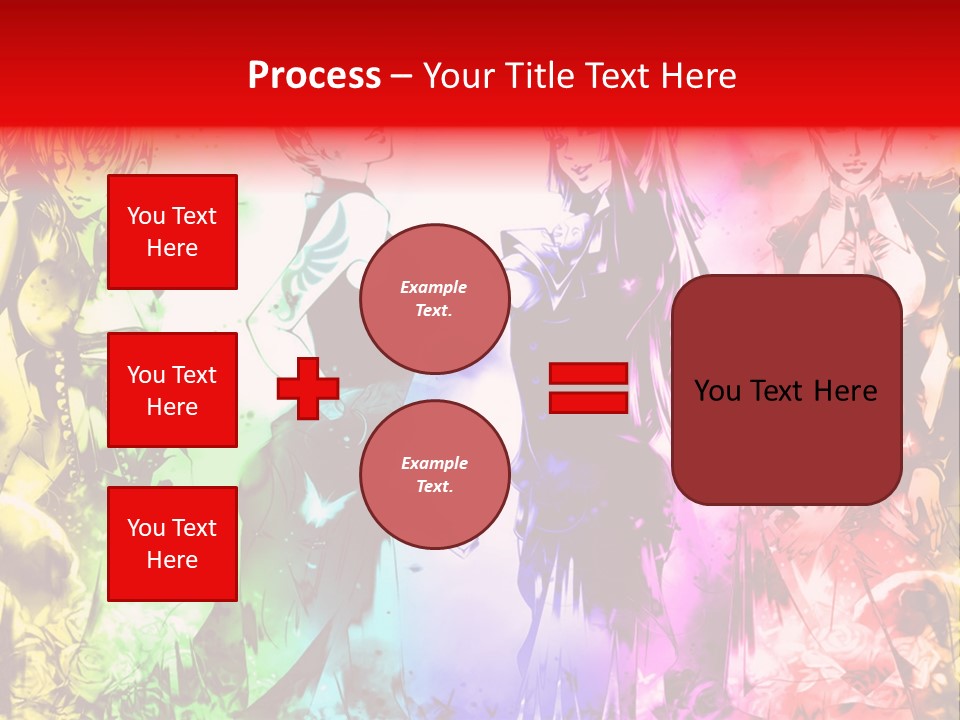 A Group Of Anime Characters With A Colorful Background PowerPoint Template