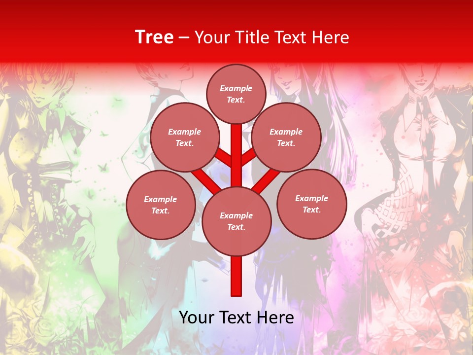 A Group Of Anime Characters With A Colorful Background PowerPoint Template