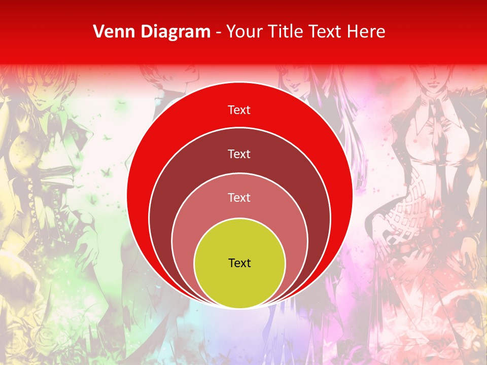 A Group Of Anime Characters With A Colorful Background PowerPoint Template