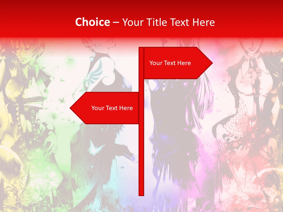 A Group Of Anime Characters With A Colorful Background PowerPoint Template