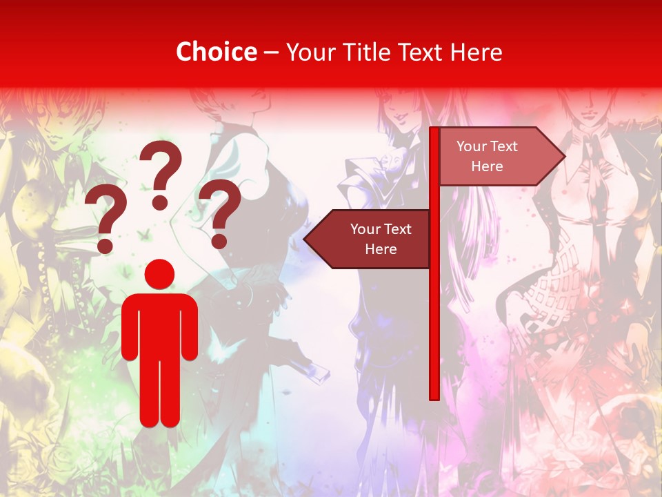 A Group Of Anime Characters With A Colorful Background PowerPoint Template