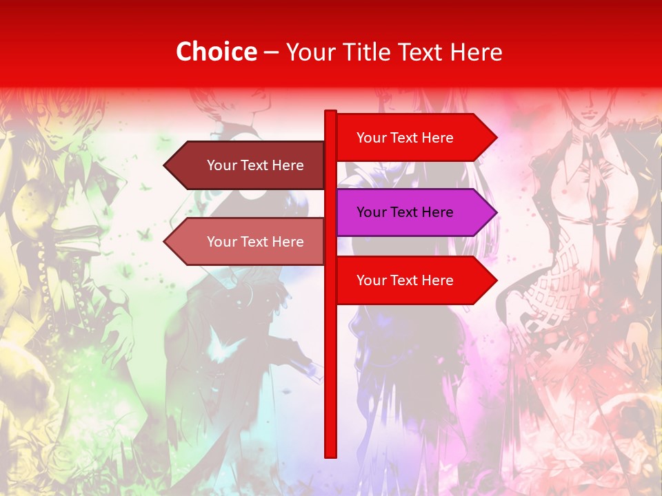 A Group Of Anime Characters With A Colorful Background PowerPoint Template