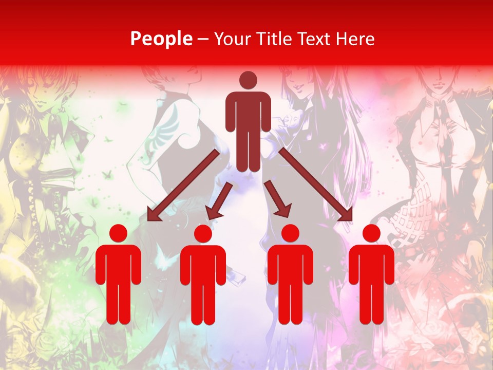 A Group Of Anime Characters With A Colorful Background PowerPoint Template