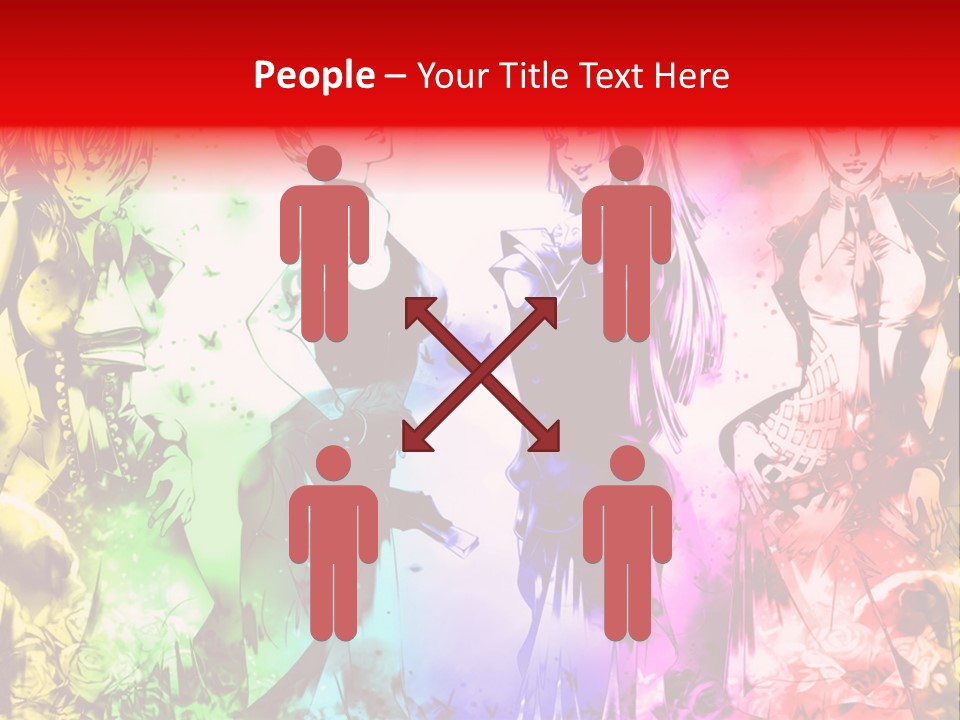 A Group Of Anime Characters With A Colorful Background PowerPoint Template