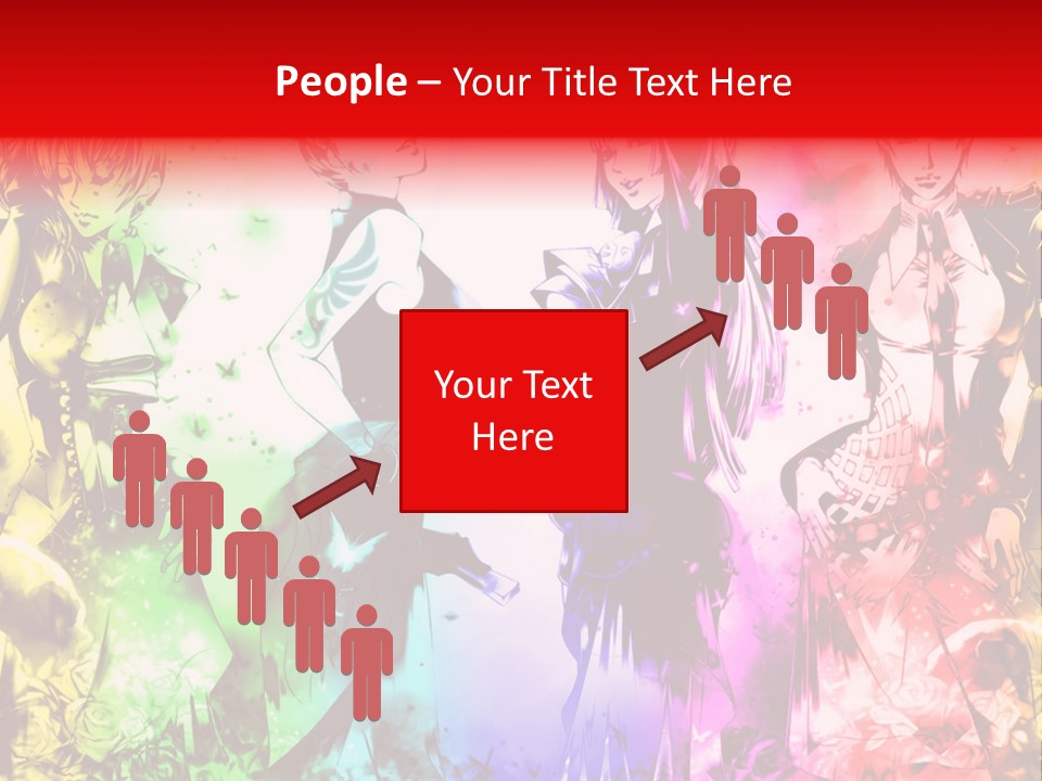 A Group Of Anime Characters With A Colorful Background PowerPoint Template
