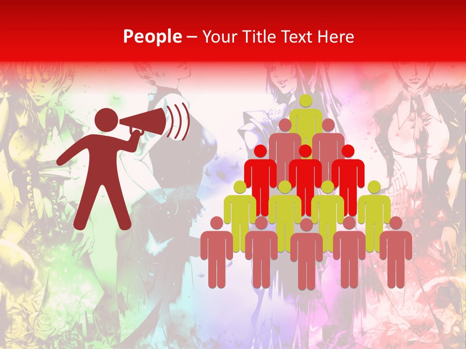 A Group Of Anime Characters With A Colorful Background PowerPoint Template