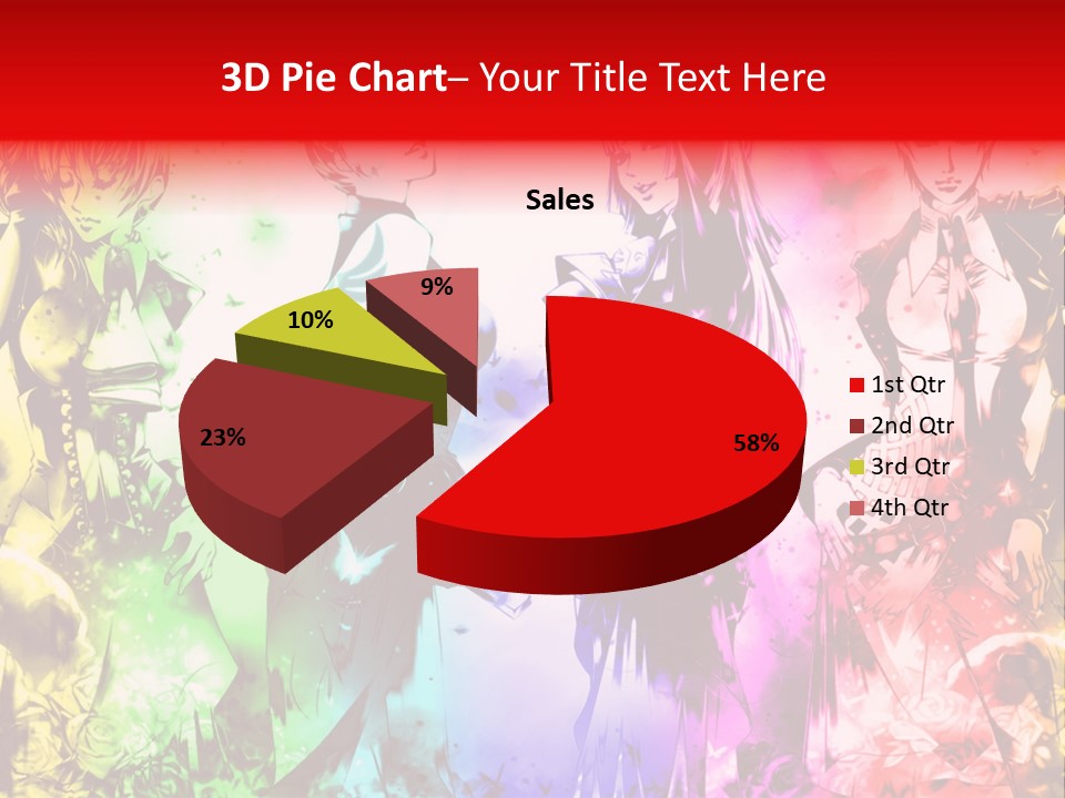A Group Of Anime Characters With A Colorful Background PowerPoint Template