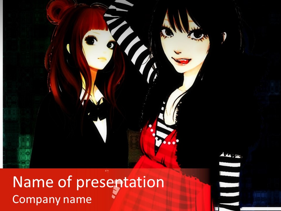 A Couple Of Women Standing Next To Each Other PowerPoint Template