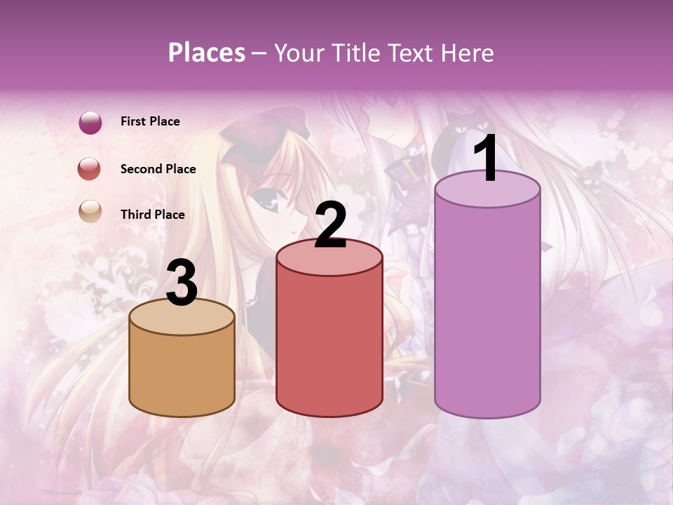 Two Anime Girls With Long Hair Standing Next To Each Other PowerPoint Template