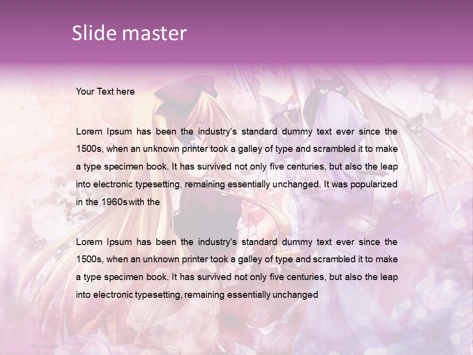 Two Anime Girls With Long Hair Standing Next To Each Other PowerPoint Template