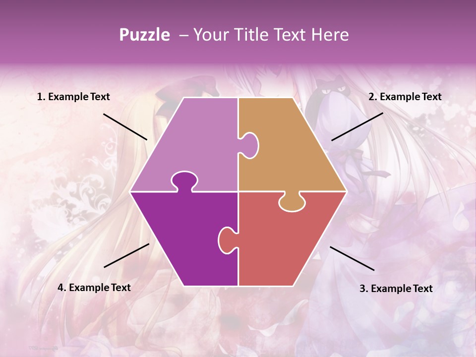 Two Anime Girls With Long Hair Standing Next To Each Other PowerPoint Template