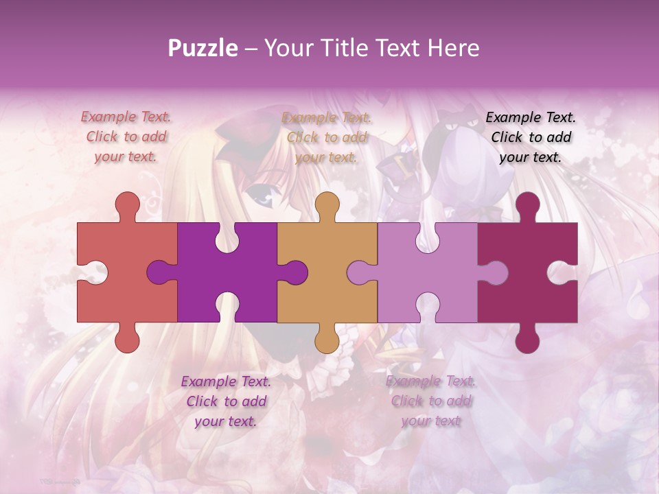 Two Anime Girls With Long Hair Standing Next To Each Other PowerPoint Template