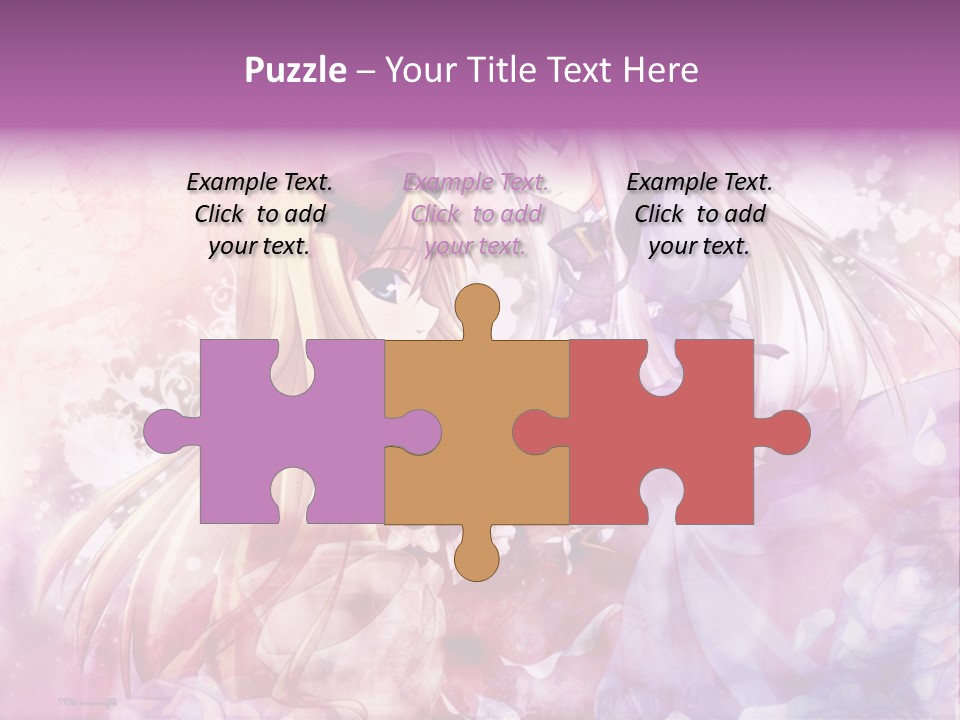 Two Anime Girls With Long Hair Standing Next To Each Other PowerPoint Template