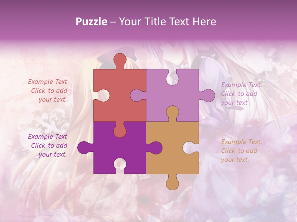 Two Anime Girls With Long Hair Standing Next To Each Other PowerPoint Template