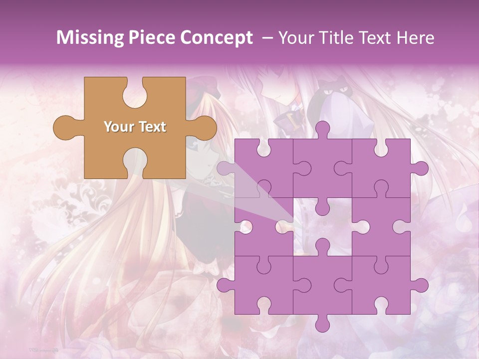 Two Anime Girls With Long Hair Standing Next To Each Other PowerPoint Template