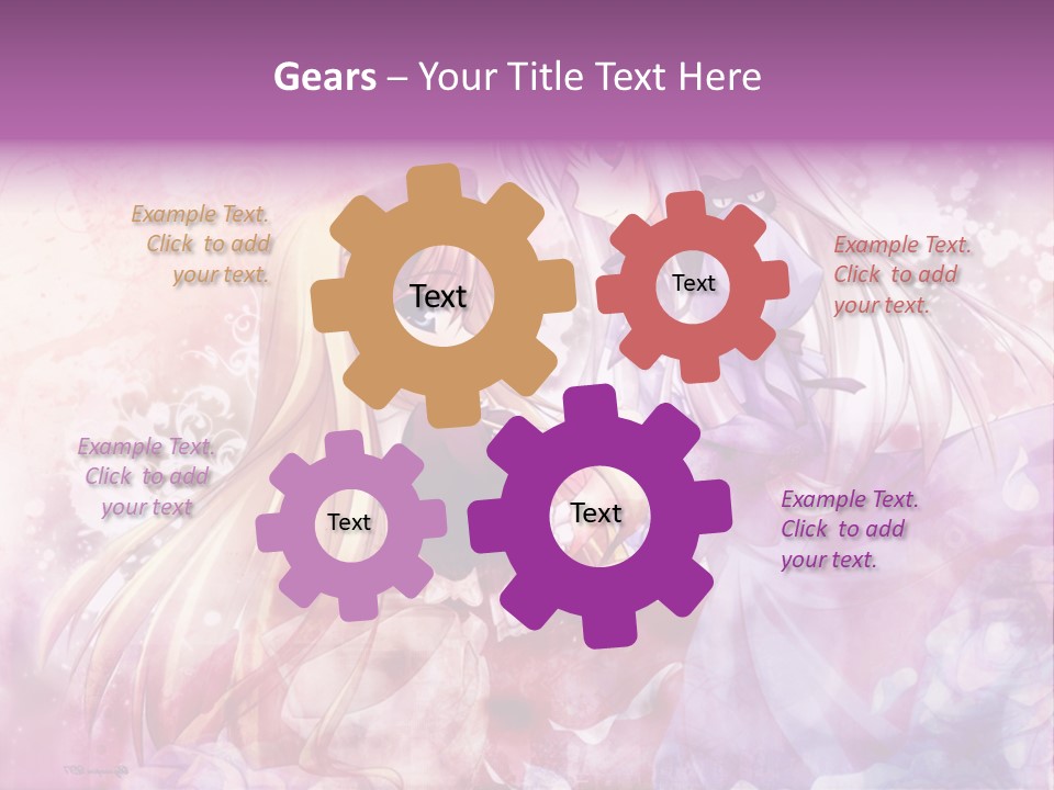 Two Anime Girls With Long Hair Standing Next To Each Other PowerPoint Template