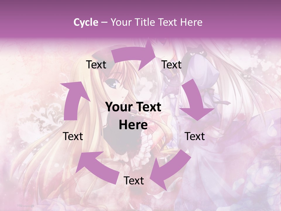 Two Anime Girls With Long Hair Standing Next To Each Other PowerPoint Template