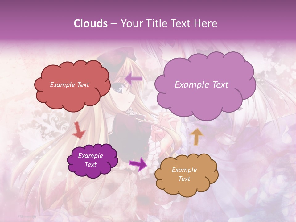 Two Anime Girls With Long Hair Standing Next To Each Other PowerPoint Template