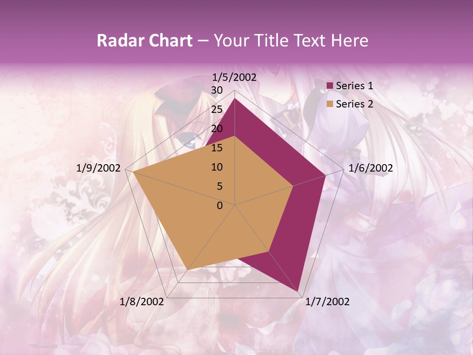 Two Anime Girls With Long Hair Standing Next To Each Other PowerPoint Template