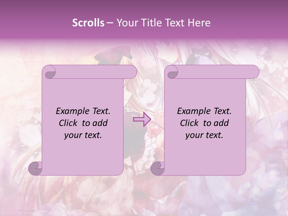Two Anime Girls With Long Hair Standing Next To Each Other PowerPoint Template