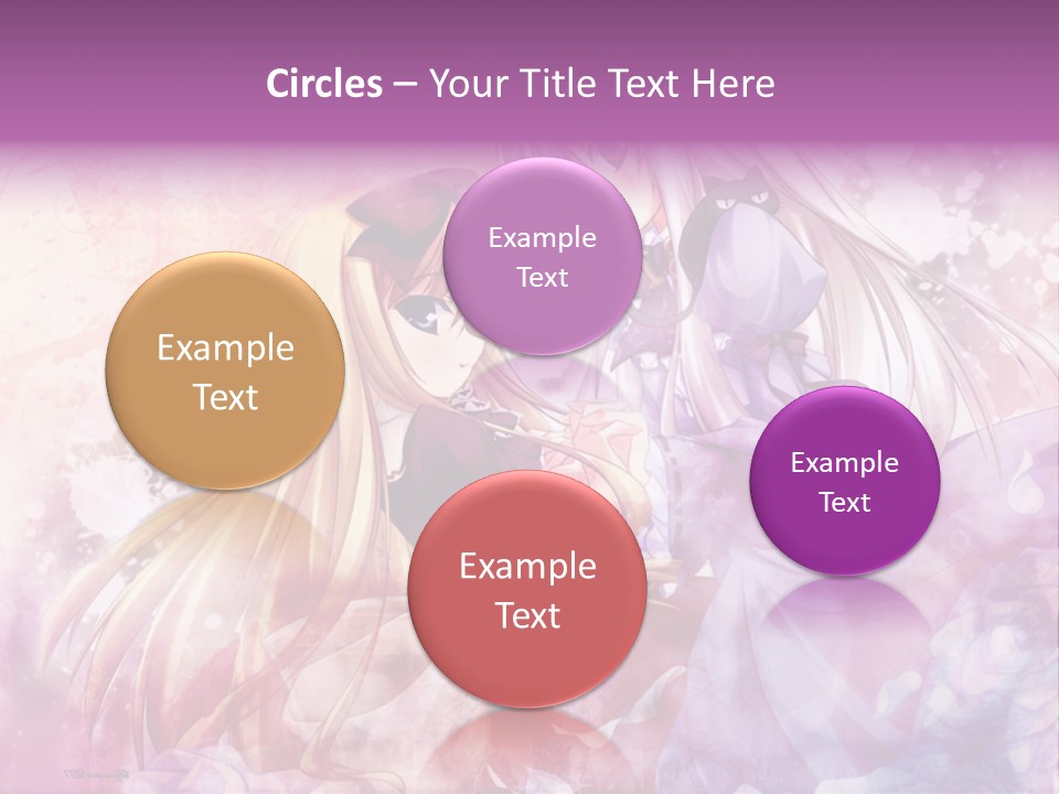 Two Anime Girls With Long Hair Standing Next To Each Other PowerPoint Template