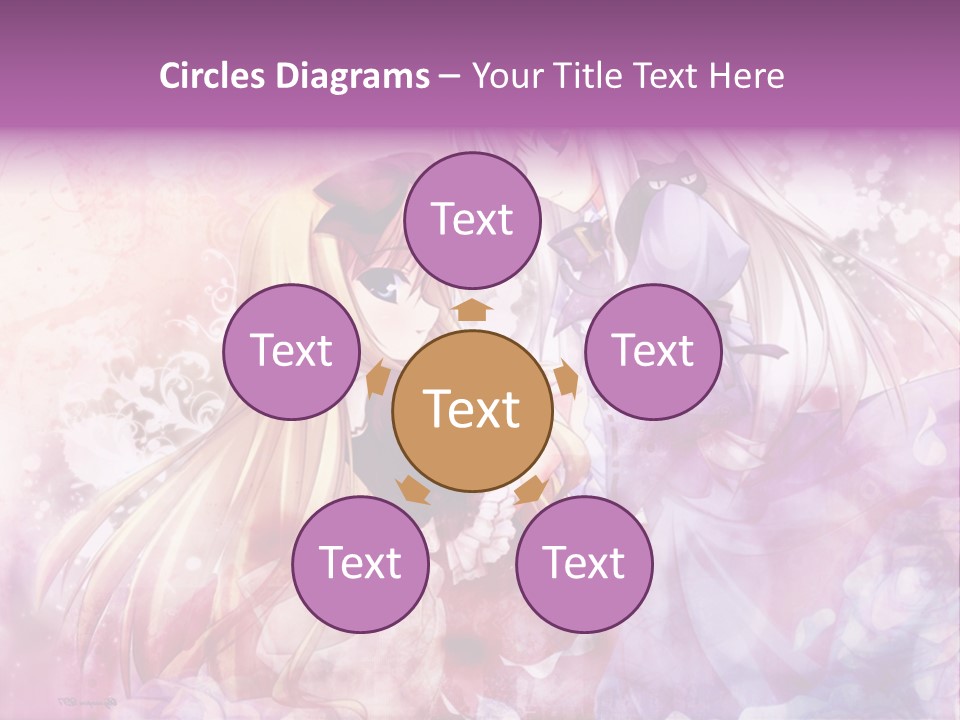 Two Anime Girls With Long Hair Standing Next To Each Other PowerPoint Template