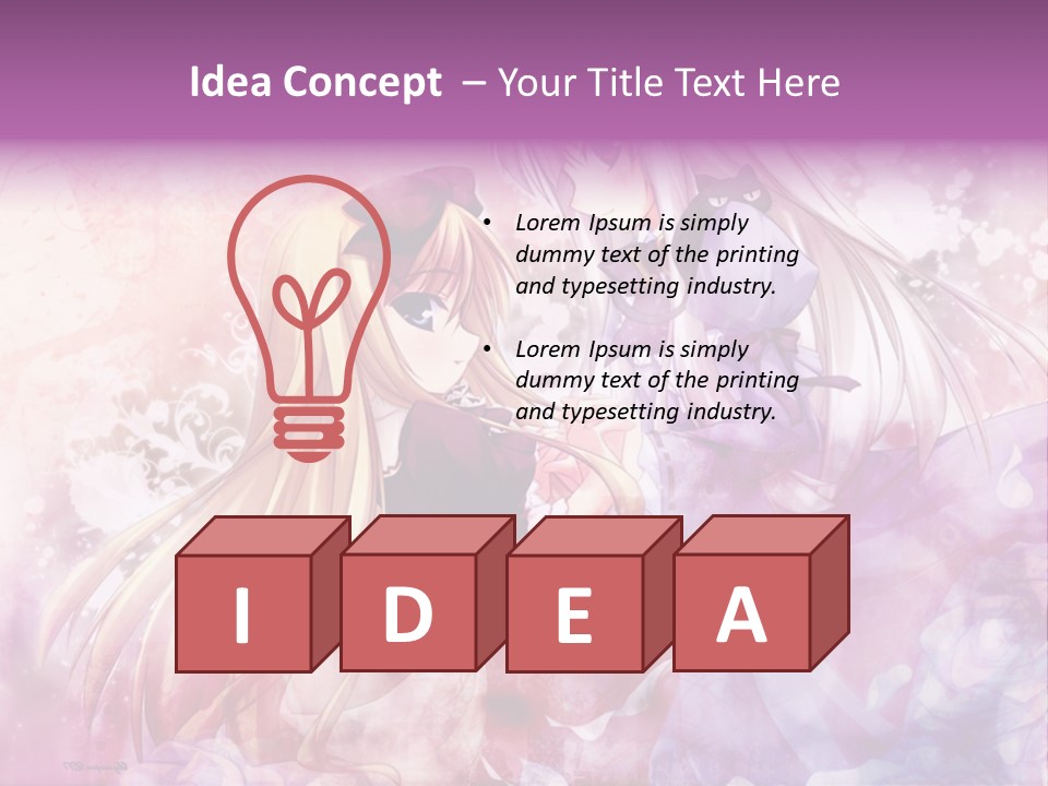 Two Anime Girls With Long Hair Standing Next To Each Other PowerPoint Template