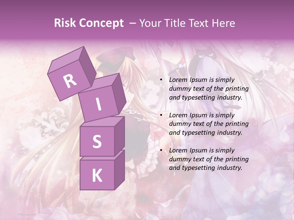 Two Anime Girls With Long Hair Standing Next To Each Other PowerPoint Template