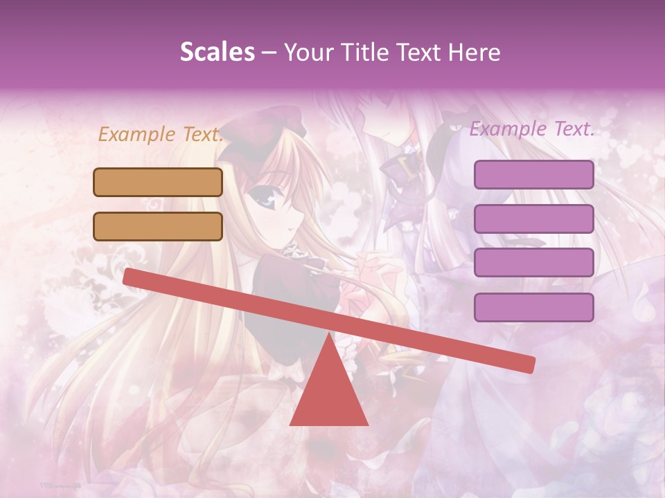 Two Anime Girls With Long Hair Standing Next To Each Other PowerPoint Template