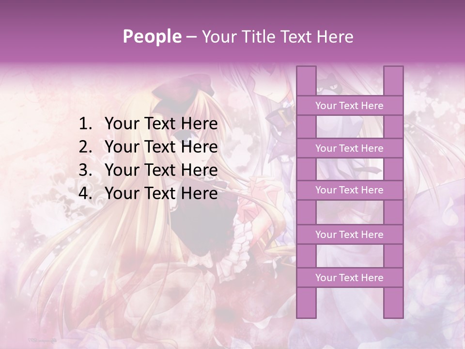 Two Anime Girls With Long Hair Standing Next To Each Other PowerPoint Template