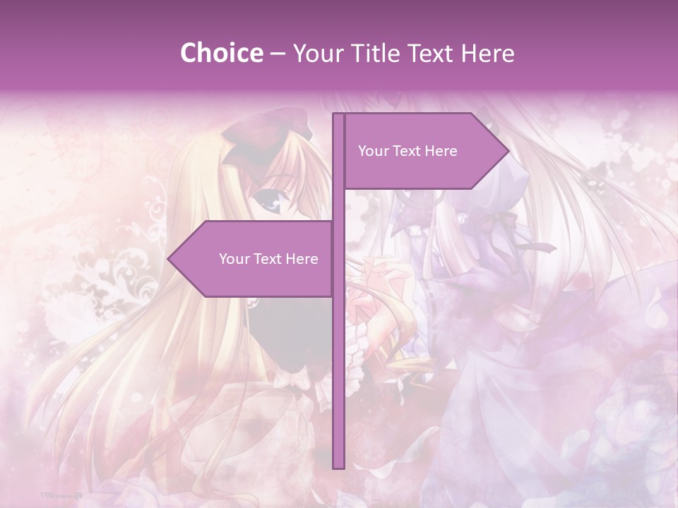 Two Anime Girls With Long Hair Standing Next To Each Other PowerPoint Template