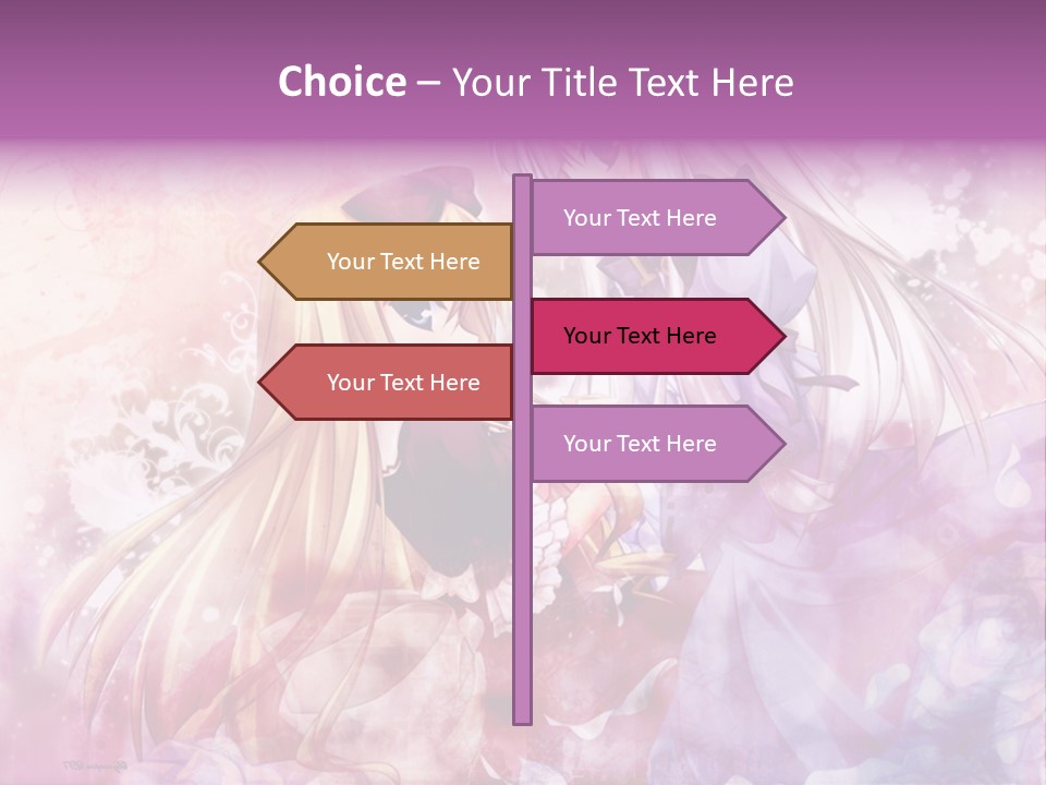 Two Anime Girls With Long Hair Standing Next To Each Other PowerPoint Template