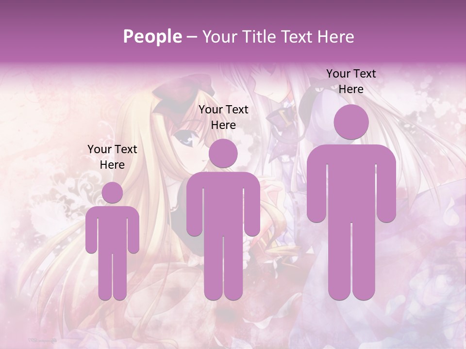 Two Anime Girls With Long Hair Standing Next To Each Other PowerPoint Template