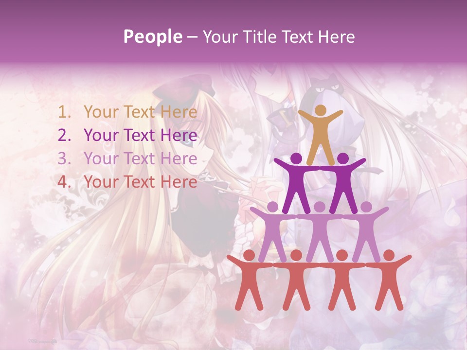 Two Anime Girls With Long Hair Standing Next To Each Other PowerPoint Template