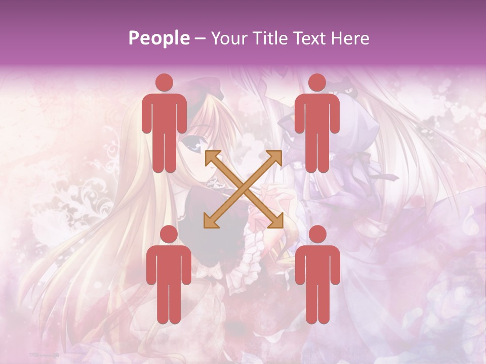 Two Anime Girls With Long Hair Standing Next To Each Other PowerPoint Template