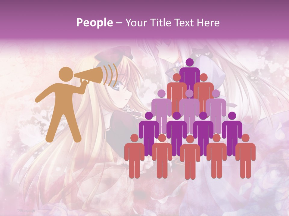 Two Anime Girls With Long Hair Standing Next To Each Other PowerPoint Template