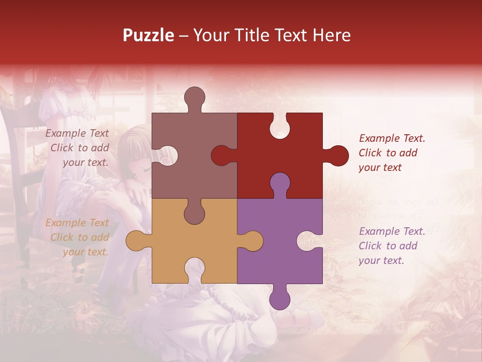 Two Anime Girls Sitting On A Chair In A Garden PowerPoint Template