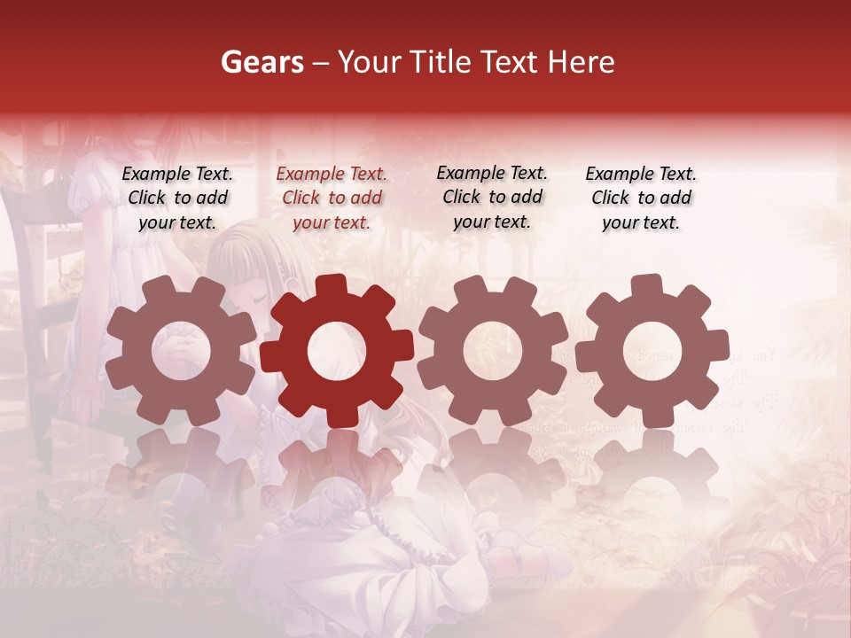 Two Anime Girls Sitting On A Chair In A Garden PowerPoint Template