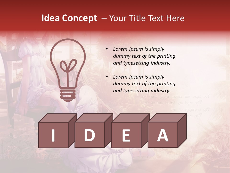 Two Anime Girls Sitting On A Chair In A Garden PowerPoint Template