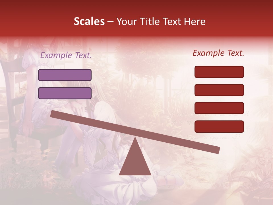 Two Anime Girls Sitting On A Chair In A Garden PowerPoint Template