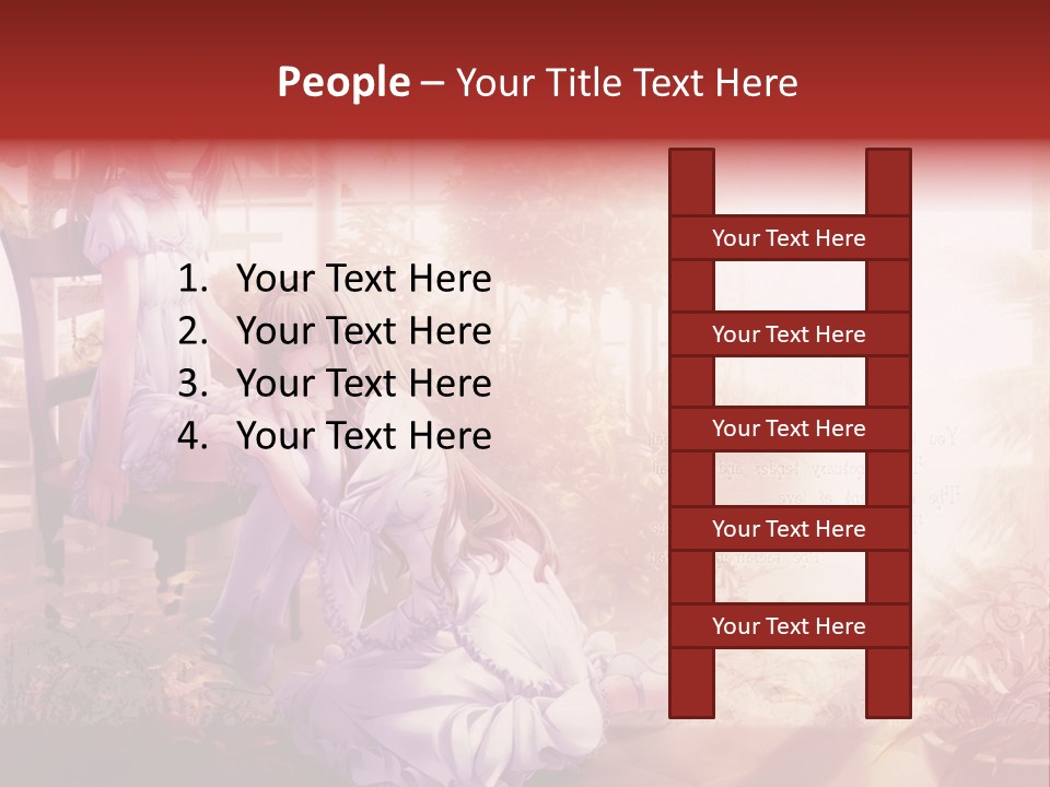 Two Anime Girls Sitting On A Chair In A Garden PowerPoint Template