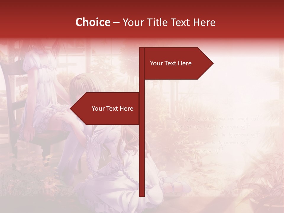 Two Anime Girls Sitting On A Chair In A Garden PowerPoint Template