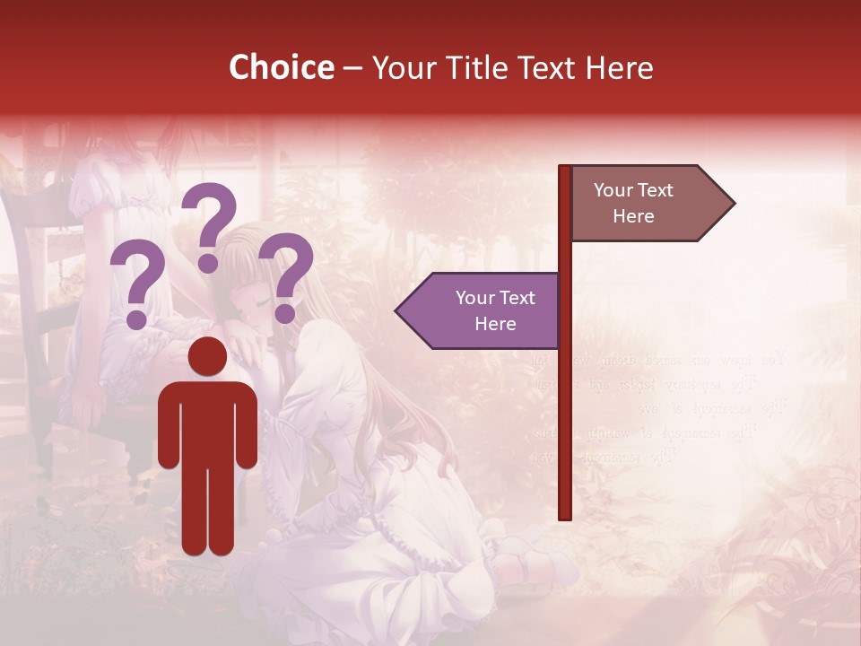 Two Anime Girls Sitting On A Chair In A Garden PowerPoint Template