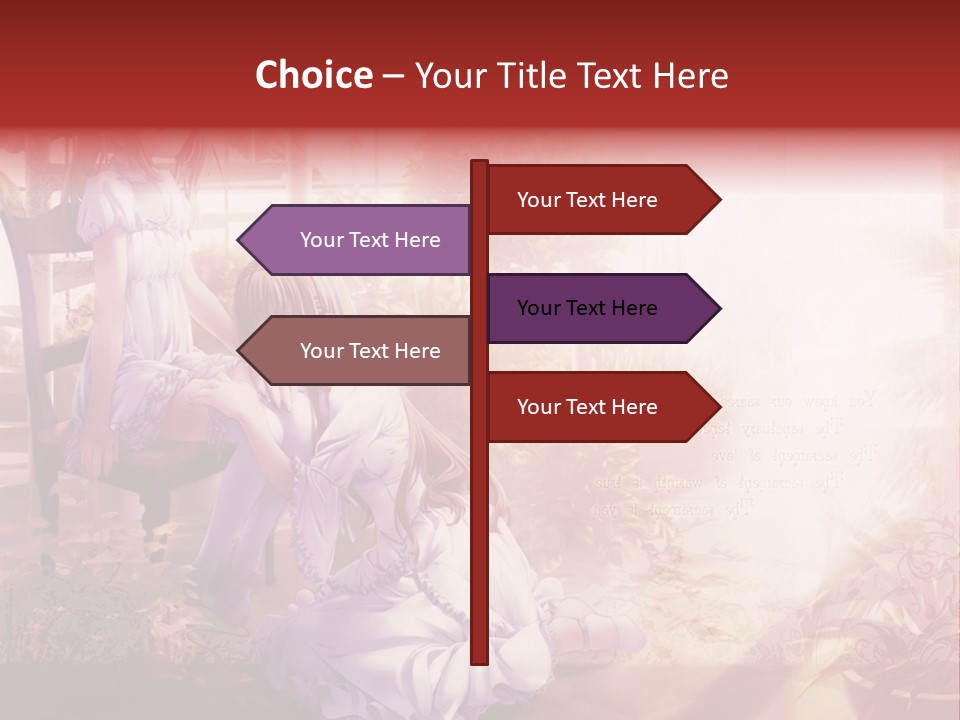 Two Anime Girls Sitting On A Chair In A Garden PowerPoint Template