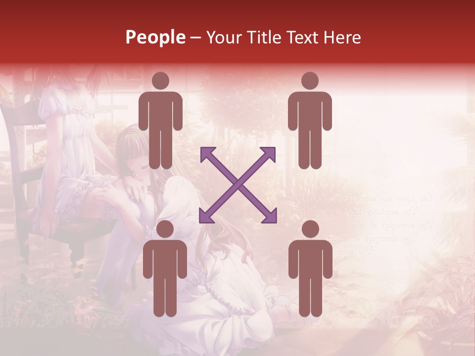 Two Anime Girls Sitting On A Chair In A Garden PowerPoint Template