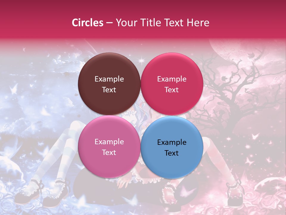 Two Anime Girls Sitting On A Tree In Front Of A Full Moon PowerPoint Template