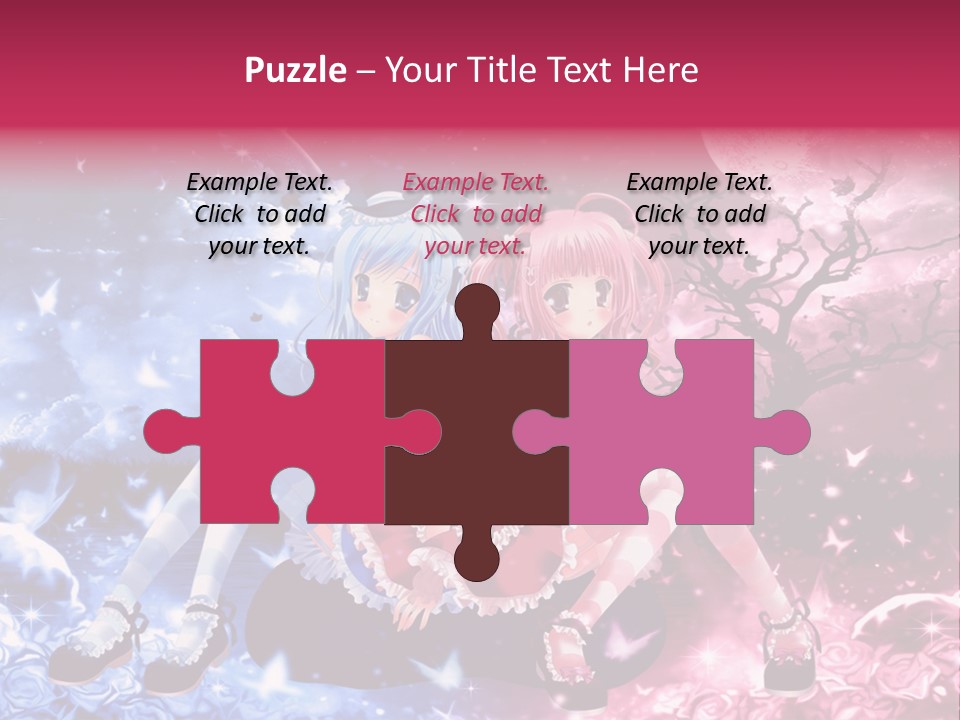 Two Anime Girls Sitting On A Tree In Front Of A Full Moon PowerPoint Template