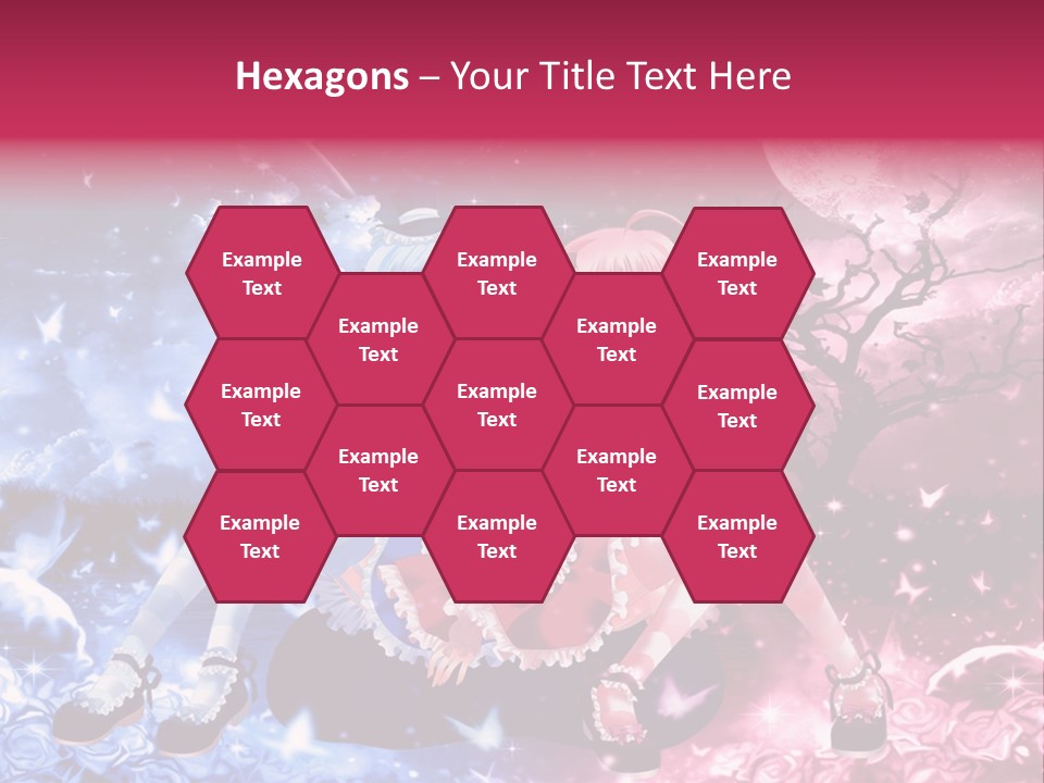 Two Anime Girls Sitting On A Tree In Front Of A Full Moon PowerPoint Template