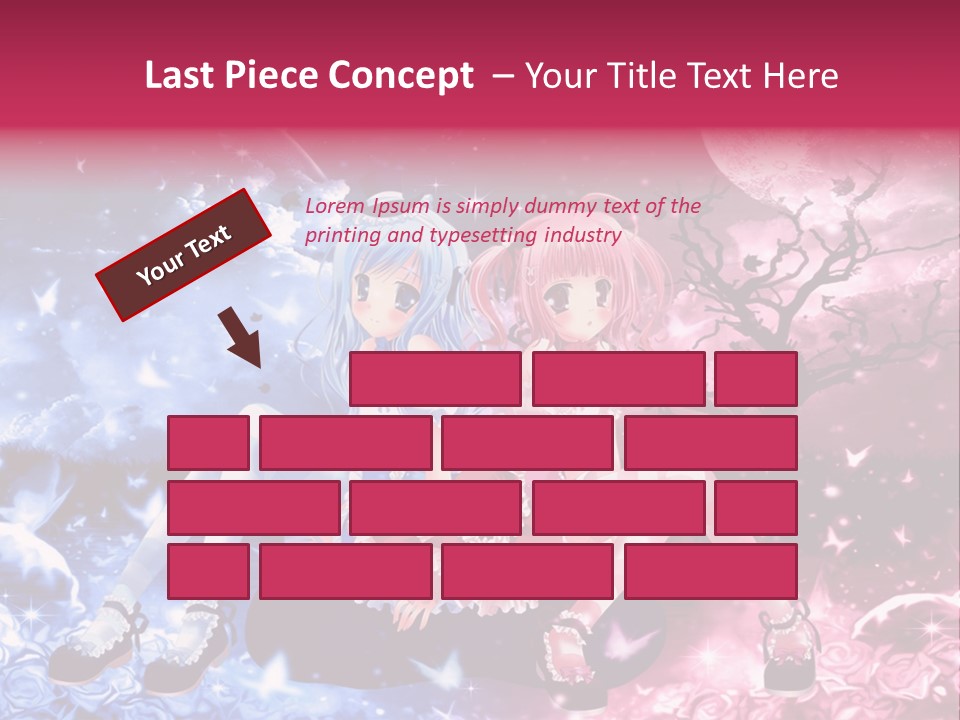 Two Anime Girls Sitting On A Tree In Front Of A Full Moon PowerPoint Template