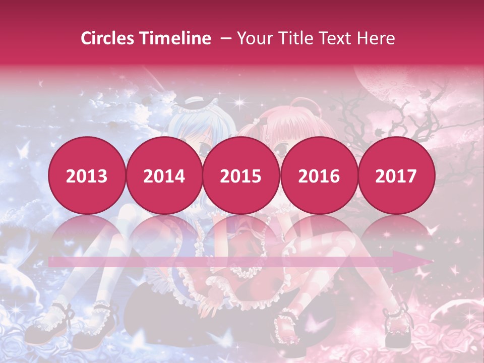 Two Anime Girls Sitting On A Tree In Front Of A Full Moon PowerPoint Template